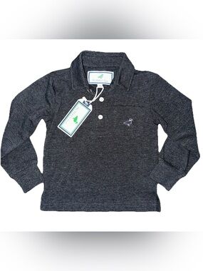 Properly Tied Lil Ducklings Boy 12M Long Sleeve Harrison Pocket Polo Charcoal